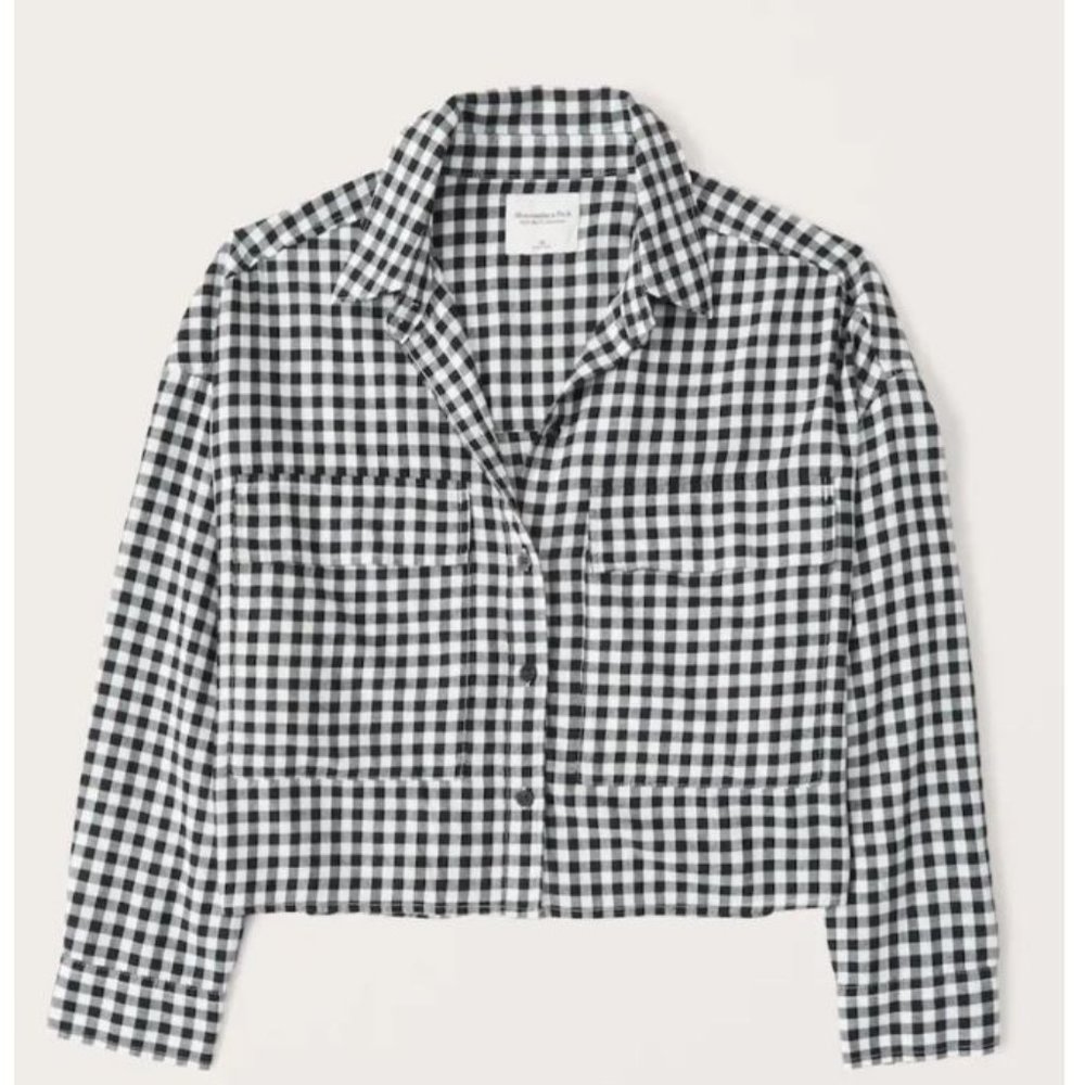 Abercrombie & Fitch 90s Cropped Flannel Plaid Shirt XS